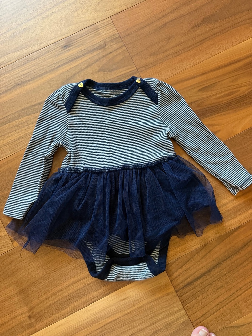 Baby Gap Girls Navy Stripe Tulle Skirt Bodysuit Dress 12-18M
